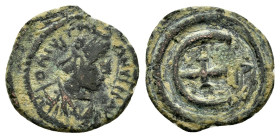 JUSTINIAN I.(527-565).Constantinople.Pentanummium.
Obv : D N IVSTINIANVS P P AVG.
Diademed, draped and cuirassed bust right.
Rev : Large Є.
Sear 1...