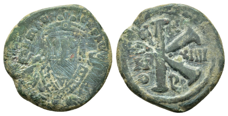MAURICE TIBERIUS.(582-602).Antioch.Half Follis.
Obv : d N mAYΓI CN P AYΓ.
Crowne...