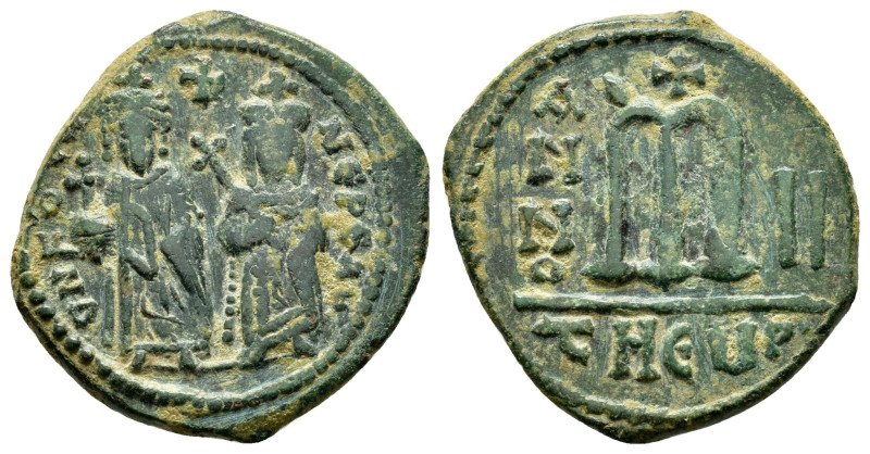 PHOCAS.(602-610).Antioch.Ae.
Obv : ∂ N FOCA NЄP ЄAV.
Phocas and Leontia standing...