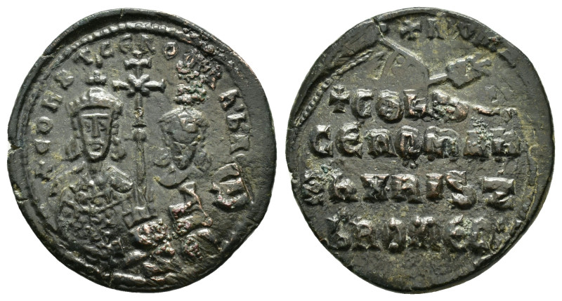 Constantine VII and Romanus II (945-959), Follis, Constantinople 
Facing bust, C...