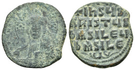 BASIL II & CONSTANTINE VIII.(976-1025).Anonymous Issue.Constantinople.Follis.
Obv : EMMANOVHL IC XC.
Facing bust of Christ Pantokrator.
Rev : IhSUS XR...