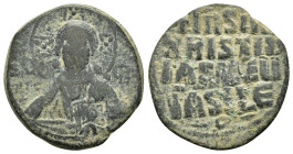 BASIL II & CONSTANTINE VIII.(976-1025).Anonymous Issue.Constantinople.Follis.
Obv : EMMANOVHL IC XC.
Facing bust of Christ Pantokrator.
Rev : IhSUS XR...