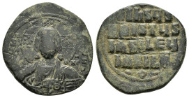BASIL II & CONSTANTINE VIII.(976-1025).Anonymous Issue.Constantinople.Follis.
Obv : EMMANOVHL IC XC.
Facing bust of Christ Pantokrator.
Rev : IhSUS XR...