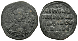 BASIL II & CONSTANTINE VIII.(976-1025).Anonymous Issue.Constantinople.Follis.
Obv : EMMANOVHL IC XC.
Facing bust of Christ Pantokrator.
Rev : IhSUS XR...