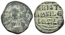 BASIL II & CONSTANTINE VIII.(976-1025).Anonymous Issue.Constantinople.Follis.
Obv : EMMANOVHL IC XC.
Facing bust of Christ Pantokrator.
Rev : IhSUS XR...