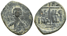 ANONYMOUS FOLLIS.Romanus III.(1028-1034).Constantinople.Follis.
Obv : + ЄMMANOVH IC - XC.
Facing bust of Christ Pantokrator.
Rev : + IS XS ЬASILЄ ЬASI...