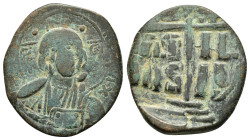 ANONYMOUS FOLLIS.Romanus III.(1028-1034).Constantinople.Follis.
Obv : + ЄMMANOVH IC - XC.
Facing bust of Christ Pantokrator.
Rev : + IS XS ЬASILЄ ЬASI...