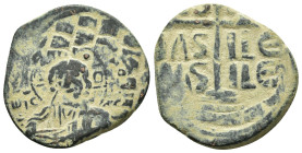 ANONYMOUS FOLLIS.Romanus III.(1028-1034).Constantinople.Follis.
Obv : + ЄMMANOVH IC - XC.
Facing bust of Christ Pantokrator.
Rev : + IS XS ЬASILЄ ЬASI...