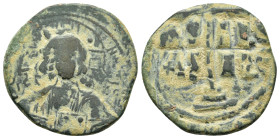 ANONYMOUS FOLLIS.Romanus III.(1028-1034).Constantinople.Follis.
Obv : + ЄMMANOVH IC - XC.
Facing bust of Christ Pantokrator.
Rev : + IS XS ЬASILЄ ЬASI...