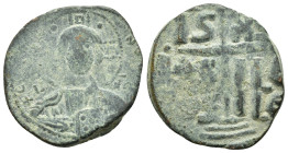 ANONYMOUS FOLLIS.Romanus III.(1028-1034).Constantinople.Follis.
Obv : + ЄMMANOVH IC - XC.
Facing bust of Christ Pantokrator.
Rev : + IS XS ЬASILЄ ЬASI...