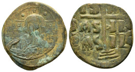 ANONYMOUS FOLLIS.Romanus III.(1028-1034).Constantinople.Follis.
Obv : + ЄMMANOVH IC - XC.
Facing bust of Christ Pantokrator.
Rev : + IS XS ЬASILЄ ЬASI...