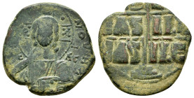 ANONYMOUS FOLLIS.Romanus III.(1028-1034).Constantinople.Follis.
Obv : + ЄMMANOVH IC - XC.
Facing bust of Christ Pantokrator.
Rev : + IS XS ЬASILЄ ЬASI...