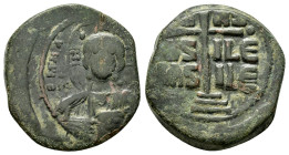 ANONYMOUS FOLLIS.Romanus III.(1028-1034).Constantinople.Follis.
Obv : + ЄMMANOVH IC - XC.
Facing bust of Christ Pantokrator.
Rev : + IS XS ЬASILЄ ЬASI...