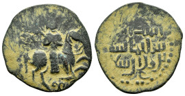 SELJUQS of RUM. Rukn ed-din Sulieman Shah, 1188-1204 AD. Æ Fals
Obv : Horseman advancing right.
Rev : Legand.
Album 1205.

Condition : Good very fine....