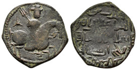 SELJUQ of RUM.Sulayman II(1196-1204).NM & AH 599.Ae.
Obv : Horseman riding with mace.
Rev : Arabic legends.
Album.1205.2. Mit.963.

Condition : G...