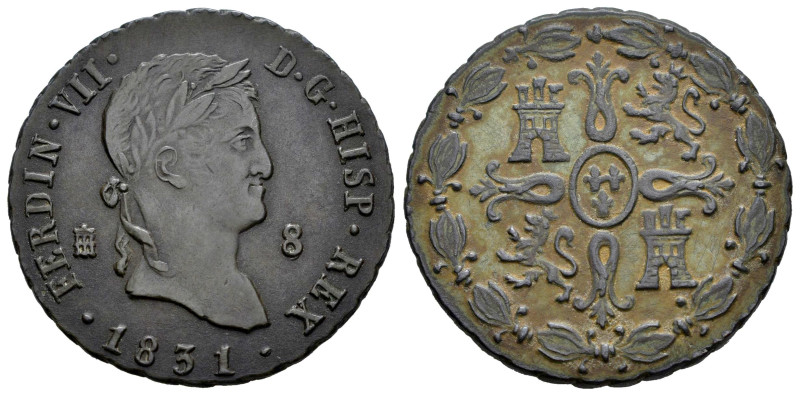 Ferdinand VII (1808-1833). 8 maravedis. 1831. Segovia. (Cal-236). Ae. 11,34 g. B...