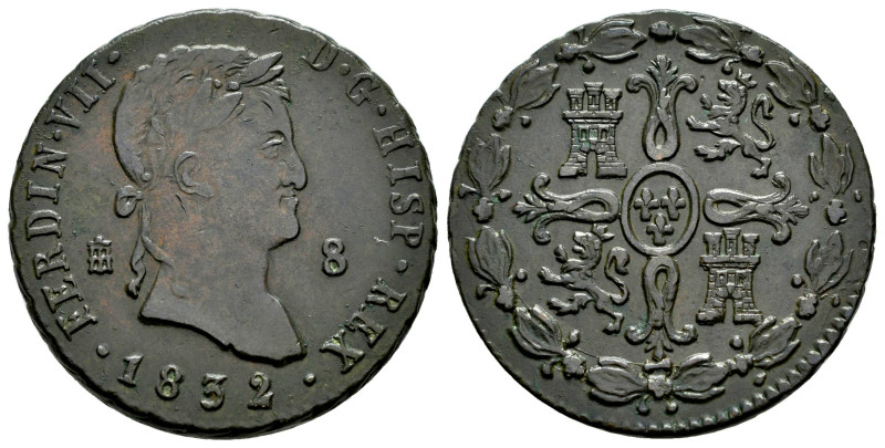 Ferdinand VII (1808-1833). 8 maravedis. 1826. Segovia. (Cal-228). Ae. 10,61 g. C...