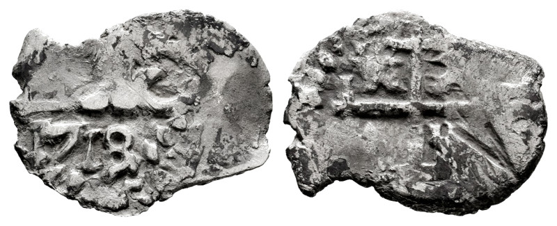 Philip V (1700-1746). 1/2 real. 1718. Potosi. (Cal-296). Ag. 0,87 g. Date with f...