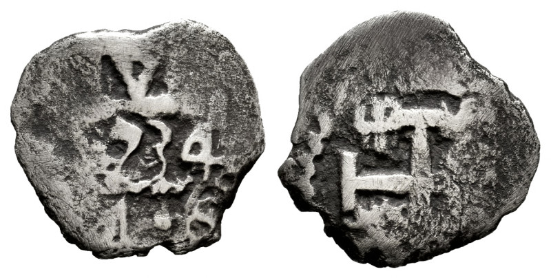 Philip V (1700-1746). 1/2 real. 1734. Potosi. (Cal-310). Ag. 1,21 g. Choice F. E...