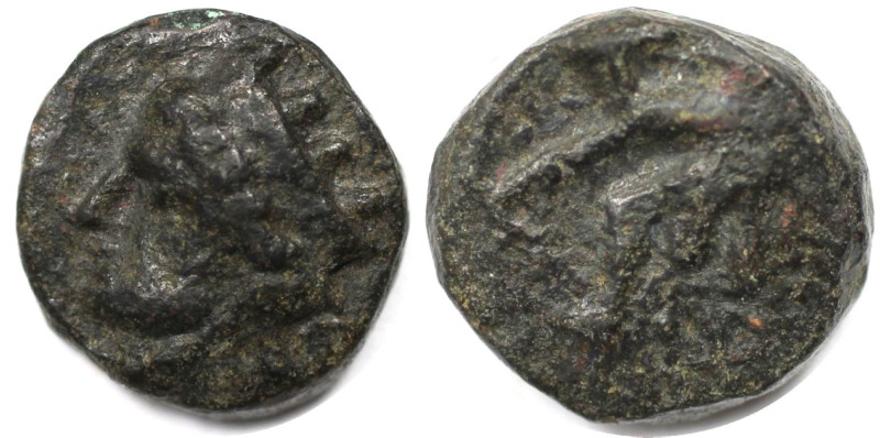 Griechische Münzen, BOSPORUS. Halk HP 330-275 v. Chr. 1,83 g. 11,5 mm. Vs.: Gött...