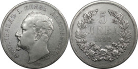 Europäische Münzen und Medaillen, Bulgarien / Bulgaria. Ferdinand I. (1887-1918). 5 Lewa 1892 KB, Kremnitz. Silber. 24,89 g. KM 15. Sehr schön+. Feine...