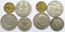Europäische Münzen und Medaillen, Bulgarien / Bulgaria, Lots und Sammlungen. 50 Stotinki 1937, 2 Lewa 1925, 5 Lewa 1930, 50 Lewa 1940. Lot von 4 Münze...