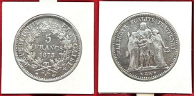 Europäische Münzen und Medaillen, Frankreich / France. Herkulesgruppe. 5 Francs 1873 A. Silber. Sehr schön-vorzüglich