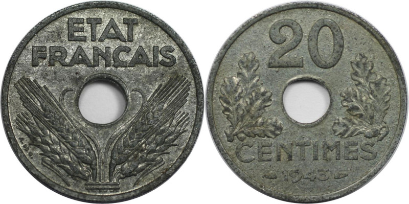 Europäische Münzen und Medaillen, Frankreich / France. 20 Centimes 1943. Zink. K...