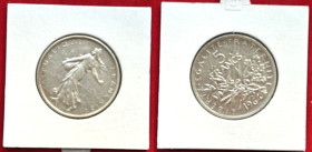 Europäische Münzen und Medaillen, Frankreich / France. "La Semeuse". 5 Francs 1964. 12,0 g. 0.835 Silber. 0.32 OZ. KM 926. Stempelglanz