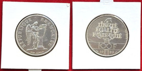 Europäische Münzen und Medaillen, Frankreich / France. 200 Jahrestag der Proklamation der Menschen- und Bürgerrechte. 100 Francs 1989. 15,0 g. 0.900 S...