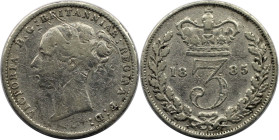 Europäische Münzen und Medaillen, Großbritannien / Vereinigtes Königreich / UK / United Kingdom. Victoria (1837-1901). 3 Pence 1885. Silber. KM 730. S...