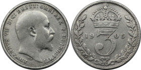 Europäische Münzen und Medaillen, Großbritannien / Vereinigtes Königreich / UK / United Kingdom. Edward VII. (1901-1910). 3 Pence 1905, Silber. KM 797...