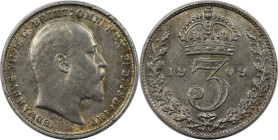 Europäische Münzen und Medaillen, Großbritannien / Vereinigtes Königreich / UK / United Kingdom. Edward VII. (1901-1910). 3 Pence 1909, Silber. KM 797...
