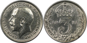 Europäische Münzen und Medaillen, Großbritannien / Vereinigtes Königreich / UK / United Kingdom. George V. (1910-1936). 3 Pence 1911, Silber. KM 813. ...