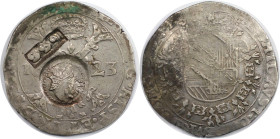 Russische Münzen und Medaillen, Russland bis 1699. Alexei Michailowitsch (1645-1676). Jefimok 1655, überprägt auf einem Patagon 1623 von Flandern. Mit...