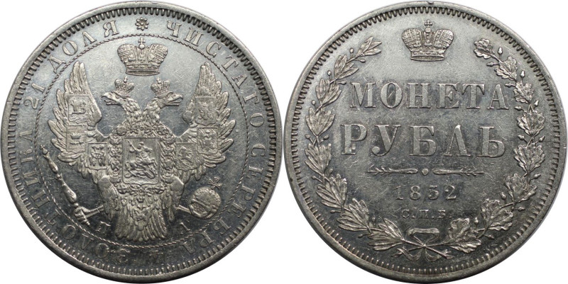 Russische Münzen und Medaillen, Nikolaus I. (1826-1855). 1 Rubel 1852 SPB PA, St...