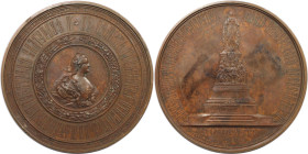 Russische Münzen und Medaillen, Alexander II. (1854-1881). Bronzenes Medaillon 1873, von P. Mescheryakov und A. Semenov. Auf die Errichtung des Denkma...