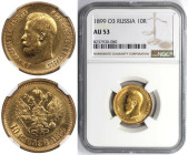 Russische Münzen und Medaillen, Nikolaus II. (1894-1918). 10 Rubel 1899. Gold. NGC AU 53