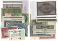 Banknoten, Deutschland / Germany, Lots und Sammlungen. 100 Mark 1908. 50 Mark 1919. 3 x 100 Mark 1920. 2 x 100000 Mark und 1 Millionen Mark 1923. 50 R...