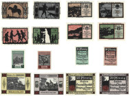 Banknoten, Deutschland / Germany, Lots und Sammlungen. Berga an der Elster 25, 2 x 50, 75 Pfennig 1921. Bergen a. Dumme 5, 10, 25, 50 Pfennig 1922. No...