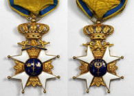 Orden und Medaillen, Europa / Europe, Schweden / Sweden. Königlicher Schwertorden, Ritterkreuz 1. Klasse. Gold und emailliert. 16,54 g. 58x38,5 mm. Am...