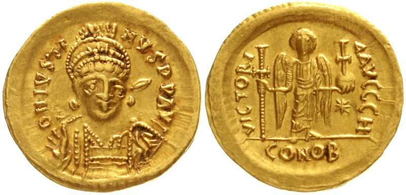 Kaiserreich
Justinus I., 518-527
Solidus 518/527 Constantinopel, 9. Offizin. B...