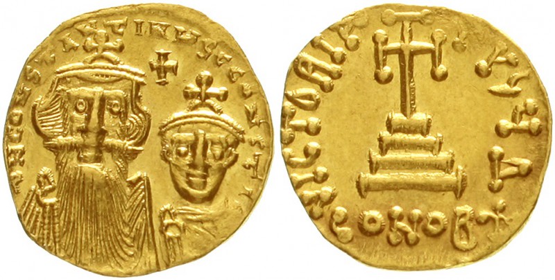 Kaiserreich
Constans II., 641-668
Solidus 654/659 Constantinopel, 4. Off. 4,36...