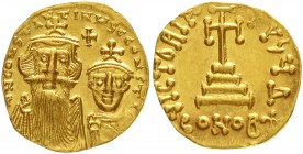 Kaiserreich
Constans II., 641-668
Solidus 654/659 Constantinopel, 4. Off. 4,36 g.
vorzüglich/Stempelglanz, Prachtexemplar