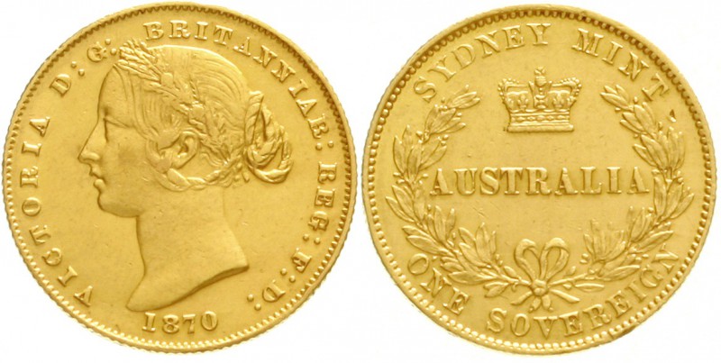 Australien
Victoria, 1837-1901
Sovereign 1870 mit AUSTRALIA. 7,99 g. 917/1000....