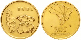 Brasilien
Föderative Republik, seit 1889
300 Cruzeiros 1972. 150 Jahre Unabhängigkeit. 16,65 g. 900/1000.
fast Stempelglanz