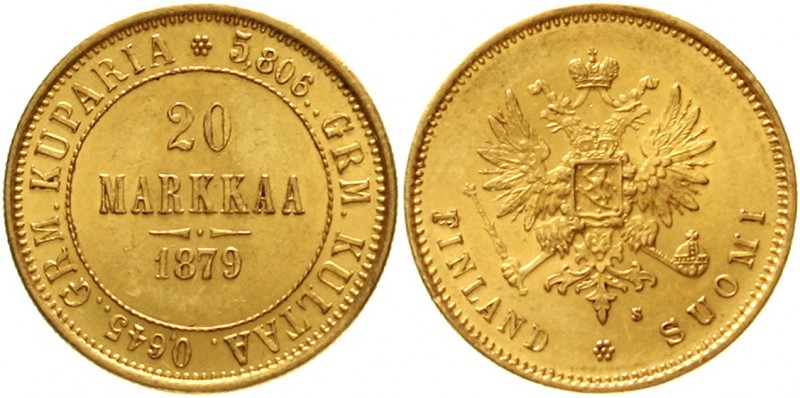 Finnland
Alexander II., 1855-1881
20 Markkaa 1879. 6,45 g. 900/1000.
vorzügli...