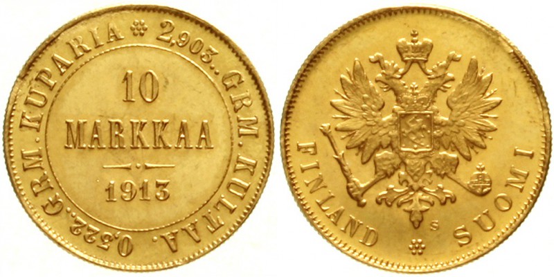 Finnland
Nikolaus II., 1894-1917
10 Markkaa 1913 S. 3,23 g. 900/1000.
prägefr...