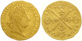 Frankreich
Ludwig XIV., 1643-1715
Louis d'or aux insignes 1704 A, Paris. 6,65 g.
fast sehr schön