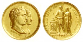 Frankreich
Napoleon I., 1804-1814/15
Kleine Goldmedaille v. Andrieu und Galle 1810. Auf seine Vermählung mit Marie Louise von Österreich. Gestaffelt...